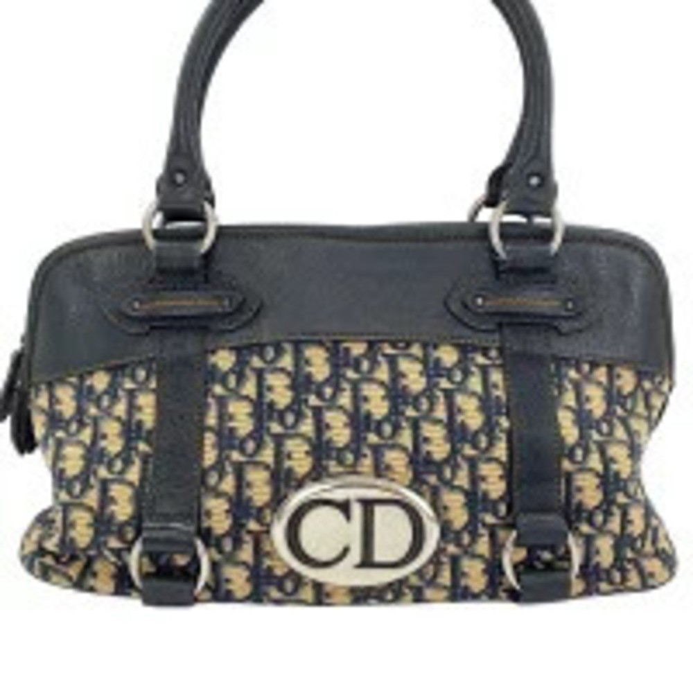 Christian Dior Canvas Trotter Tote Bag Navy Blue